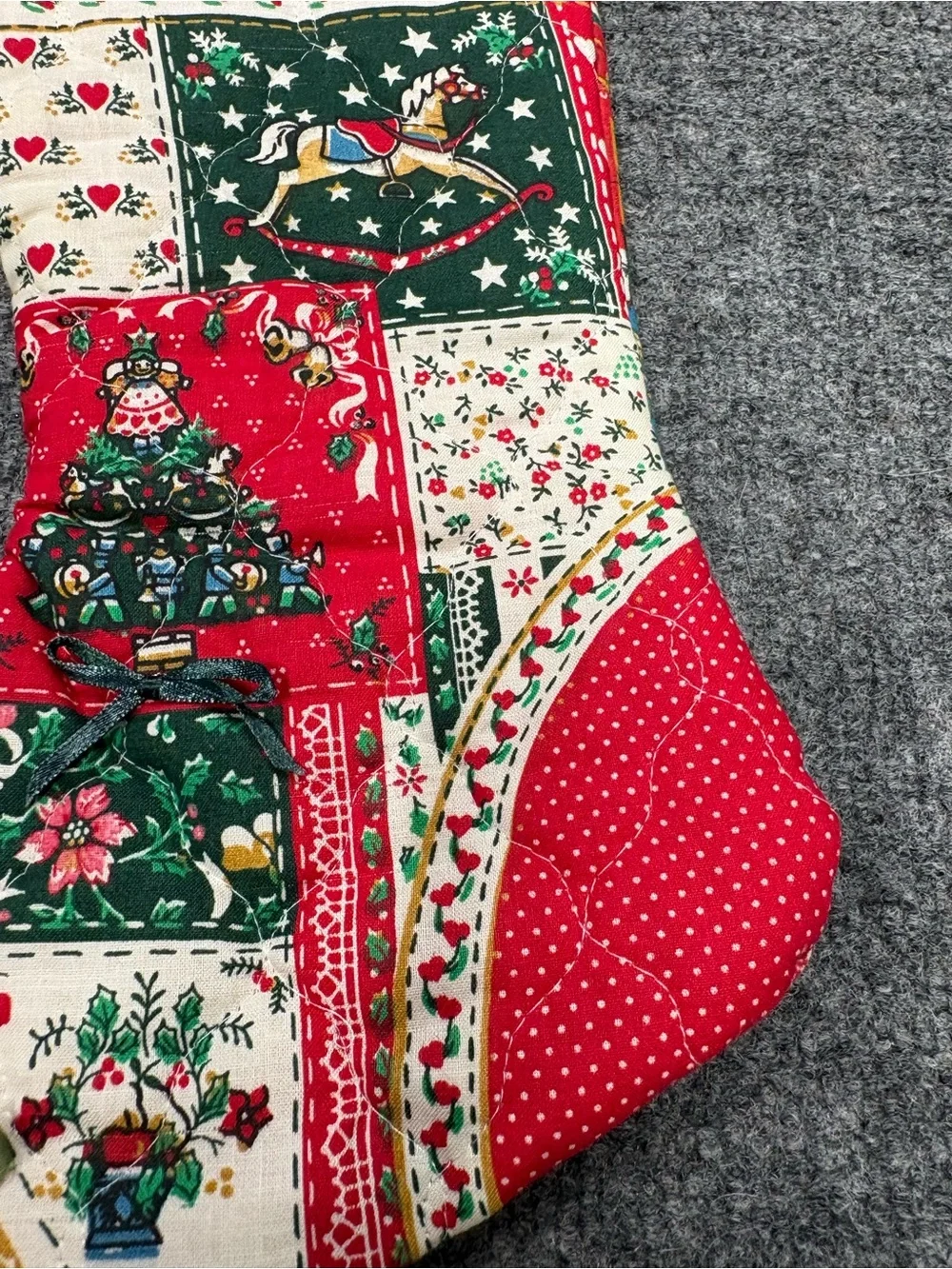 Vintage Hand Quilted Christmas Stockings Rustic Country